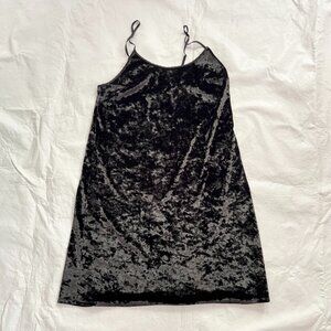 Victorias Secret slip dress black crushed velvet sleeveless Small extra small